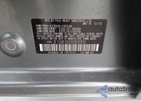 2009 Subaru Impreza Outback Sport из США, поврежденный, VIN JF1GH636X9G808909